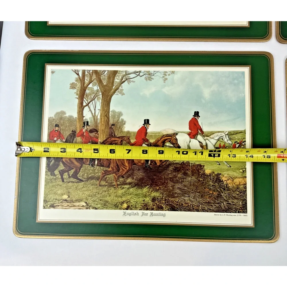 4 Fox Hunting Placemats English Countryside Equestrian Table old world manor